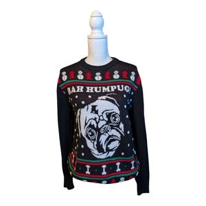 BAH HumPUG Ugly Christmas Sweater Dog Themed Winter Sweater